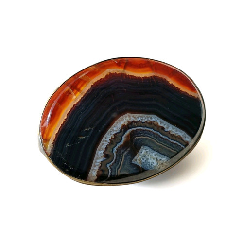 Vintage banded agate brooch - agate,