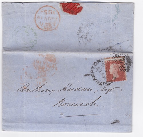 1855 fine penny red - 1d,