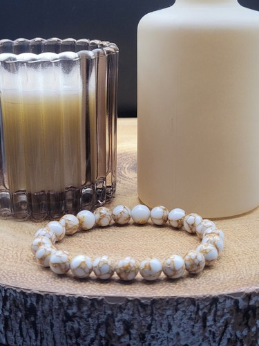 White gold howlite 8mm - howlite,