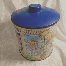 Vintage Retro Tetley Teafolk House Tea Folk Metal Storage Biscuits Barrel Used