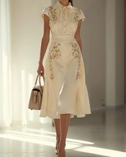 Apricot Embroidery Floral