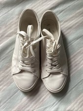 New Look White Faux Leather Lace Up Sneakers Size 6/39