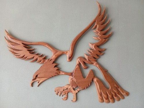 Hand carved eagle wall - wall, art