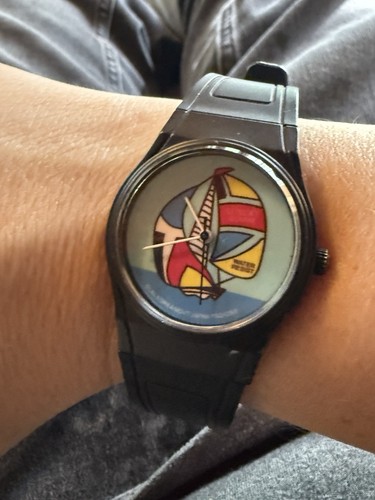 Vintage quartz watch sailboat - vintage,