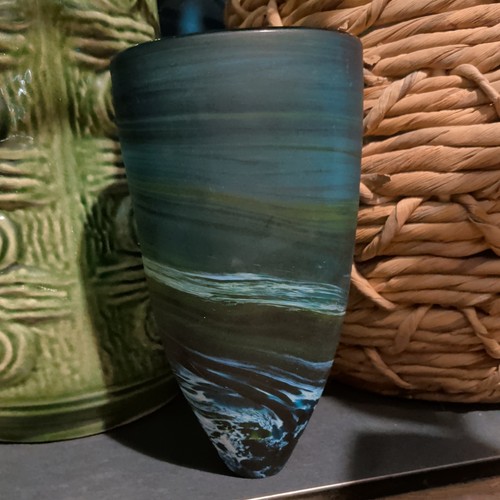 Vtg richard glass blue green - vtg,