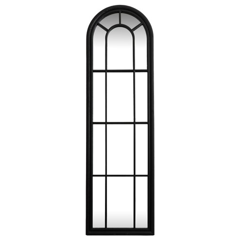 Black wood tall arched window - black,