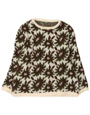 DRALON Womens Boat Neck Jumper Sweater UK 14 Large Multicoloured Floral XB13