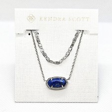 New Kendra Scott Elisa Multi Strand Silver Pendant Necklace In Cobalt Howlite