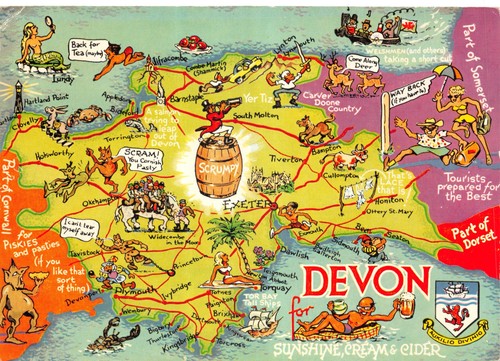 Map postcard devon - devon, used