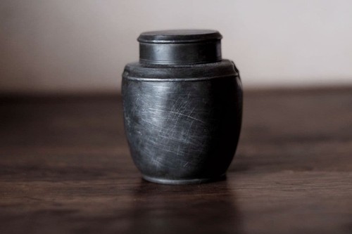 Bronze tin teapot - tea, caddy