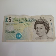 Old £5 Pound Bank Note England / Elizabeth uncirculated genuine rare paper