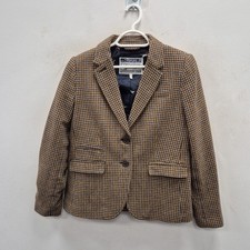 Joules Houndstooth Brown Wool Country Hacking Blazer Jacket Size Uk 12
