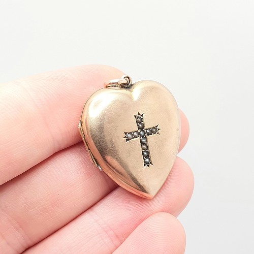 Antique 9ct rose gold heart - rose,
