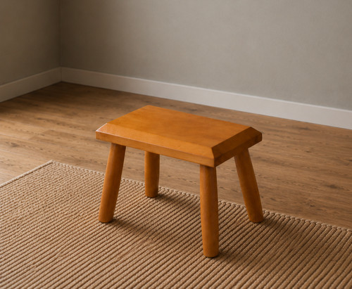 Vintage solid beech footstool - vintage,