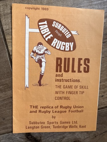 Subbuteo rugby instructions - rugby,