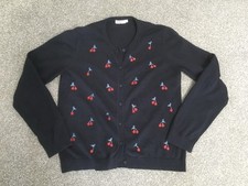 Cath Kidston (London) Lovely Cardigan Navy Blue with Cherries UK Size M 