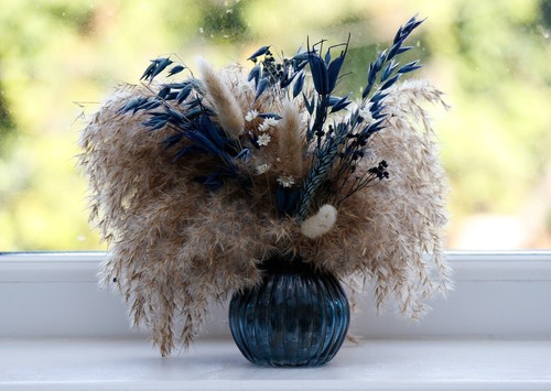 Small blue glass vase - blue,