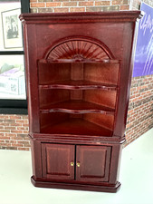 Dolls House Mahogany Corner Display Cabinet  1:12 Scale (410)