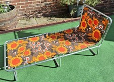 Vintage / Retro : 60s / 70s : Foldable Floral Sun Bed Lounger ..