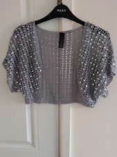 NEXT Women's Silver Sequined Shrug – Size XL – Sparkly Partywear – BNWOT