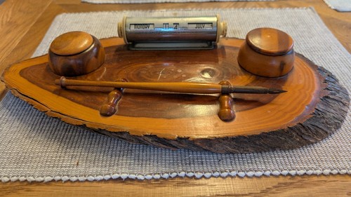 Vintage wood desk set - vintage,