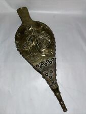 Antique Edwardian Brass Bound Bellows With Relief Pattern 40cm Long Approx