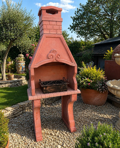 Red outdoor standing - standing, chiminea