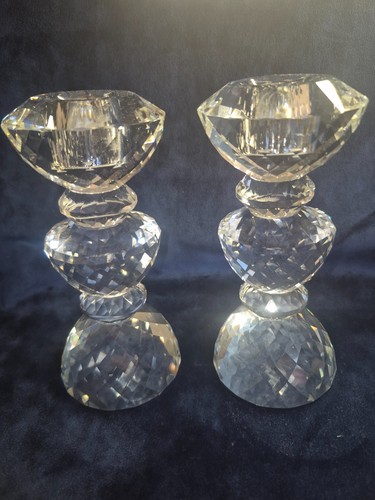 Pair faceted cut crystal - pair,