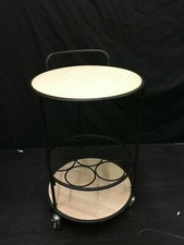 Wine Holder Trolley Black & Wooden Top FREE NEXT DAY P&P (A)