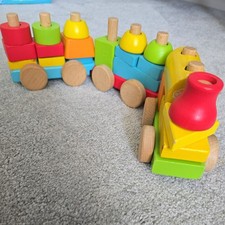 Wooden Blocks Train Set Toy | Nursery Educational Toy Playset 