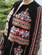 ZARA BLACK VELVET BLAZER JACKET COAT GOLD BUTTONS PASSEMENTERIE OLIVIA PALERMO M