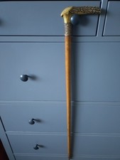 Beautiful Vintage Walking - Hiking Stick - Deer Antler Horn Handle 34 Inch Long