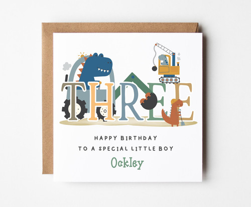 Personalised 3rd birthday card - personalised,