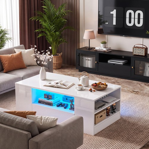 Led coffee table wooden - led, 2