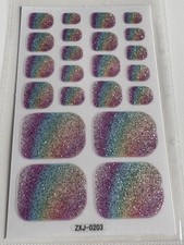 TOE NAIL WRAPS - PEEL OFF AND STICK  RAINBOW GLITTER  ZXJ-0203