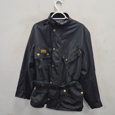 Barbour A7 Brass Suit Wax Waterproof Biker Belted Country Jacket Coat Size Large