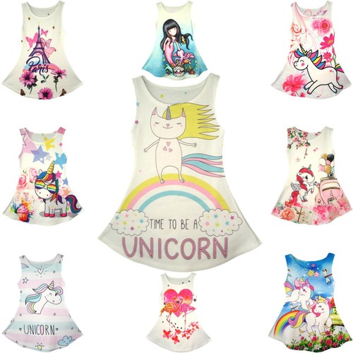 Girls unicorn dress sleeveless - girls,
