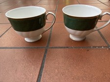 Two Wedgwood Crown Emerald Bone China Cups