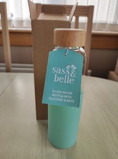 Glass Water Bottle with Green Silicone Sleeve BNWT