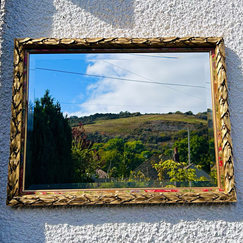 Gold framed rectangular wall - gold,