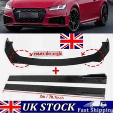 For Audi TT 2006-2019 Gloss Black Front Bumper Spoiler Lip +78.7' Side Skirts MO