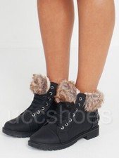 WOMENS FAUX FUR GRIP SOLE SNOW