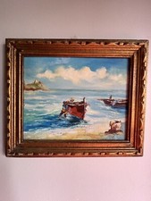 Vintage Fishing Boat Oil