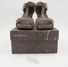 Homers Shoes Pumps Ante Alga GR 39 Brown Velour Leather Funnel Heel 8 Cm B24