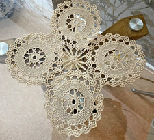 VINTAGE ART DECO BEIGE COTTON