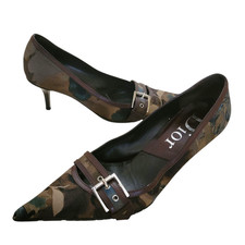 Christian Dior Vintage Galliano Camo Floral Pointed Toe Kitten Heels Size 36 6 