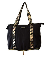 Versace Parfums Black and Gold Folding Tote Bag / Shopper / Beach