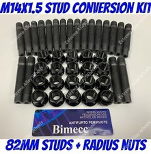 Black Alloy Wheel Conversion Studs + Nuts 82mm x 20 For Original Vw Golf T5