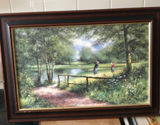Terry Harrison medium size signed golf painting / picture / print in frame
