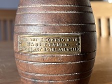 RMS Mauretania Antique Mini Barrel Made From Salvaged Teak Decking 